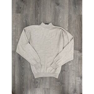 Raffi Mens Beige Mock Neck Sweater Textured Vertical Stripe Knit Pullover Italia